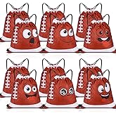 Sunnymove 12 Pcs Funny Sports Drawstring Bags Sports 15.8 x 13.3 Inch Drawstring String Backpack with Cute Expression Theme Party Goodie Favor Bags for Party Supplies Teams Gift(Football)