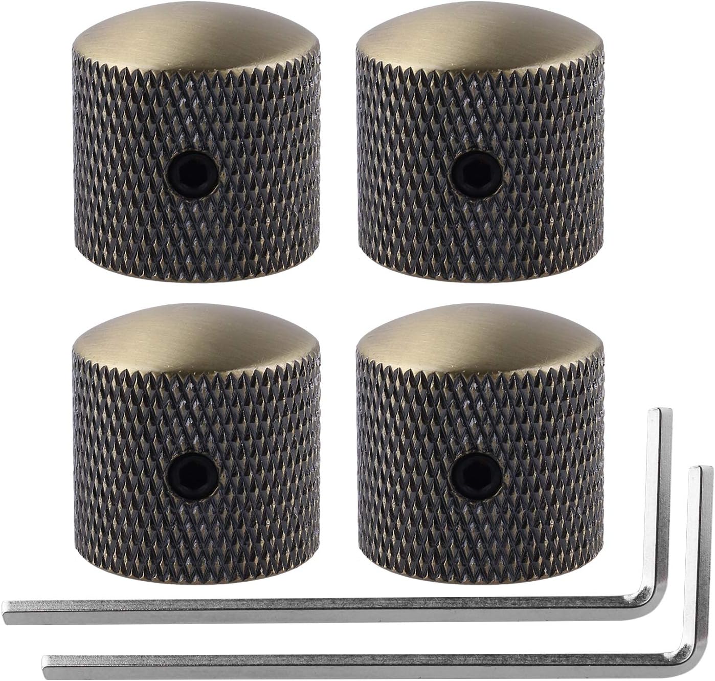 Control Knobs 4 PCS Zinc Alloy Guitar Bass Tone and Volume Metal Control Knobs Cap