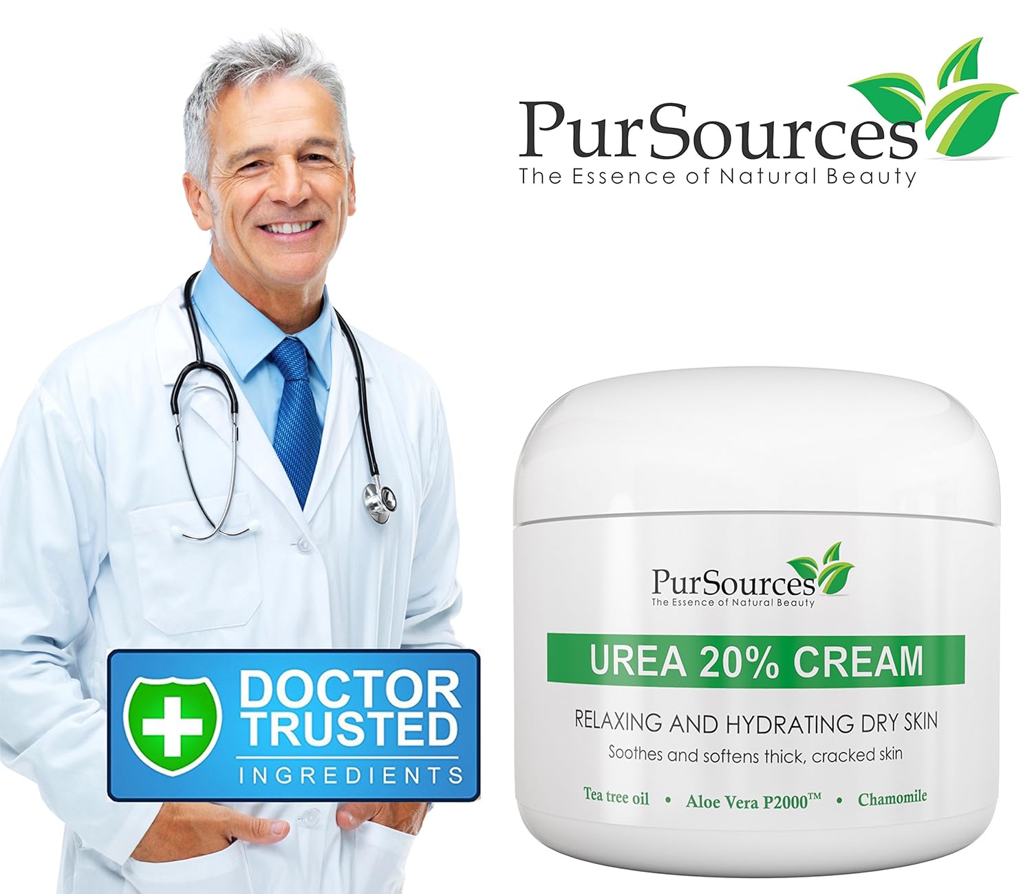 PurSources Urea 20% Healing Cream 4 oz - Best Callus Remover - Moisturizes and Rehydrates Hands, Feet and Knees to a Healthy Appearance - Soothes and Softens Thick, Cracked, Rough Dead and Dry Skin : Beauty