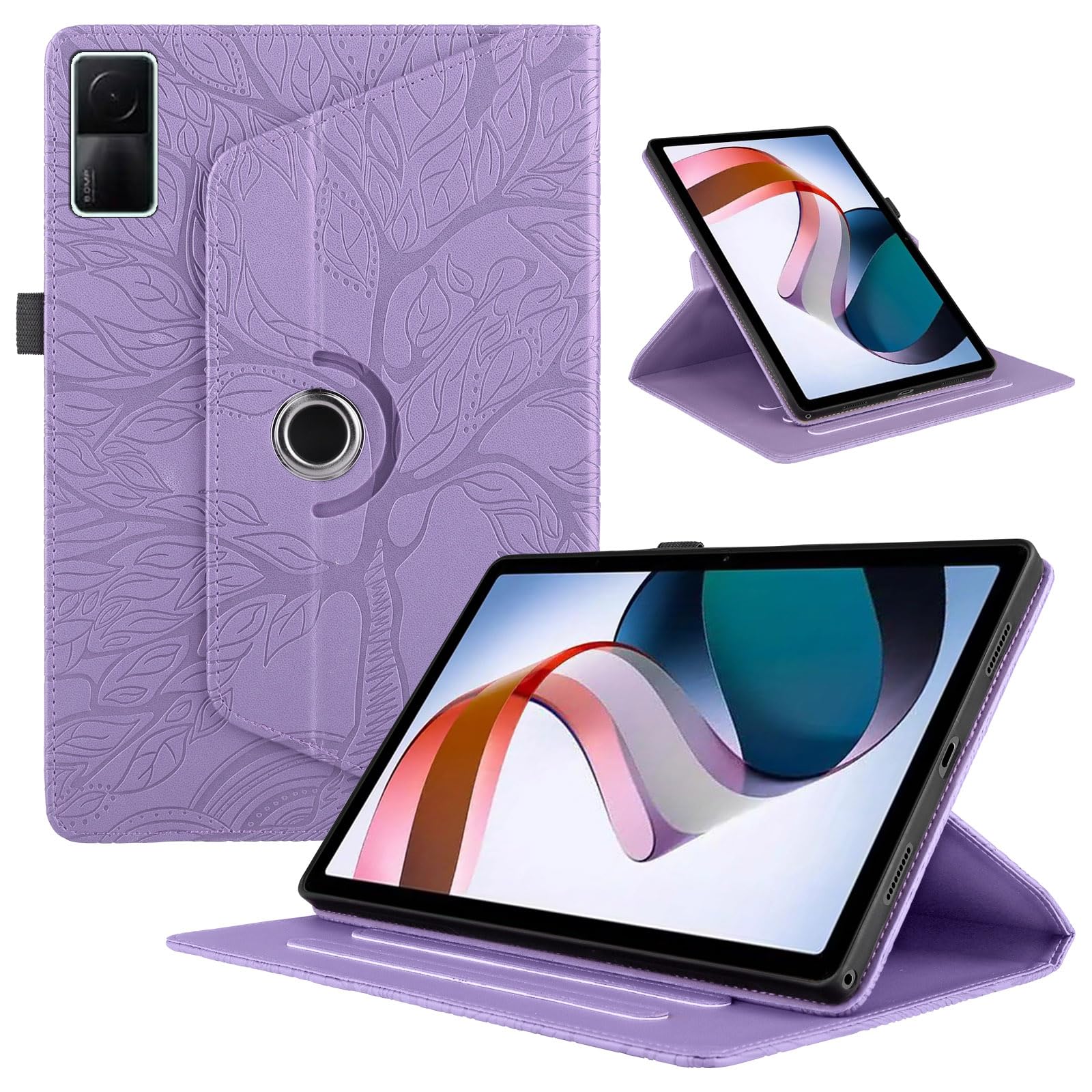 TEDTIKJT Rotating Case for Xiaomi Redmi Pad 10.61 Inch 2022 360 Degree Rotating Stand Protective Cover PU Leather Tablet Case for Xiaomi Redmi Pad 10.6 Flip Cover, Purple