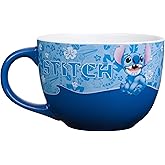 Silver Buffalo Disney Lilo and Stitch Sitting and Excited on the Wave Ceramic Soup Mug, 24 Ounces