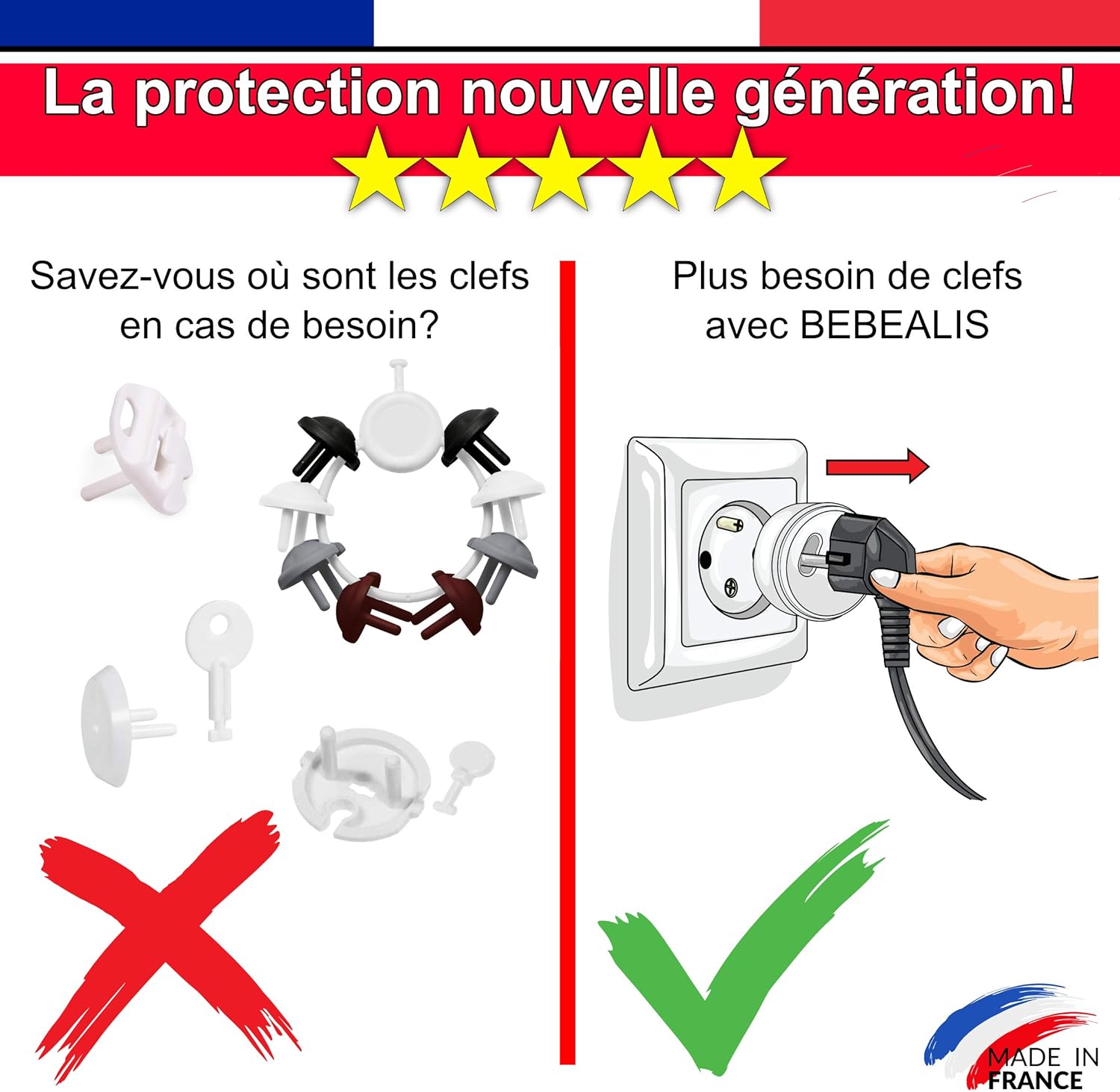 Bureau Revolutionnaire Cache Prise Pour Bebe Protection De Prise Electrique Amovible Sans Clef Ni Adhesif Pour Maison Pack De 10 Innovation Francaise Kit De Securite Pour Prise De Courant Caches Prises Securite