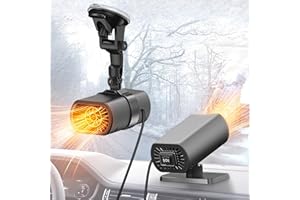 LARDERGO 12V 200W Car Heater & Cooling Fan - Rapid Windscreen Defogger & Window Defroster for Winter & Humid Weather - Safe & Portable with Cigarette Lighter Plug-In for All Cars - Black