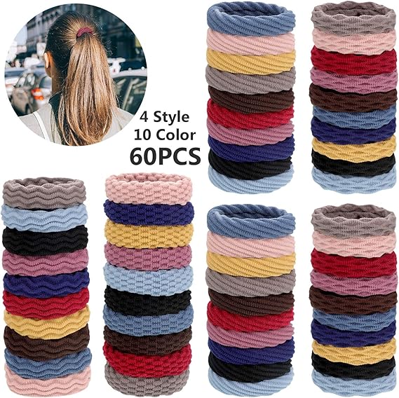 60 Pieces Seamless Cotton Hair Ties Elastic Hair Ties Ponytail Holders