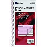 Blueline Telephone Message Book Spiral Binding 400 Messages Duplicates 4 per Page Carbonless English 11-Inchx5-11/16-Inch (A1