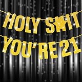 onehous 21st Birthday Decorations Gold Glitter Banner Party Supplies