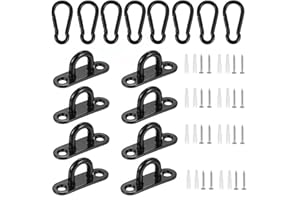 8 Pcs Pad Eye Plate, Stainless Steel Pad Eye Plate Hook and Snap Hook Kit, 1.8 Inch Stainless Steel Ceiling Hooks & Snap Hook