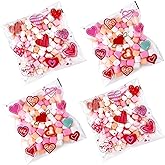 Efivs Arts 200PCS 5.5x5.5inch Valentine Cellophane Bags, Lovely Clear Red Pink Heart Printed Cookie Bags, Self Adhesive OPP Treat Bag for Cookie Bakery Present Gift Goodies DIY Candy Decorating Bags