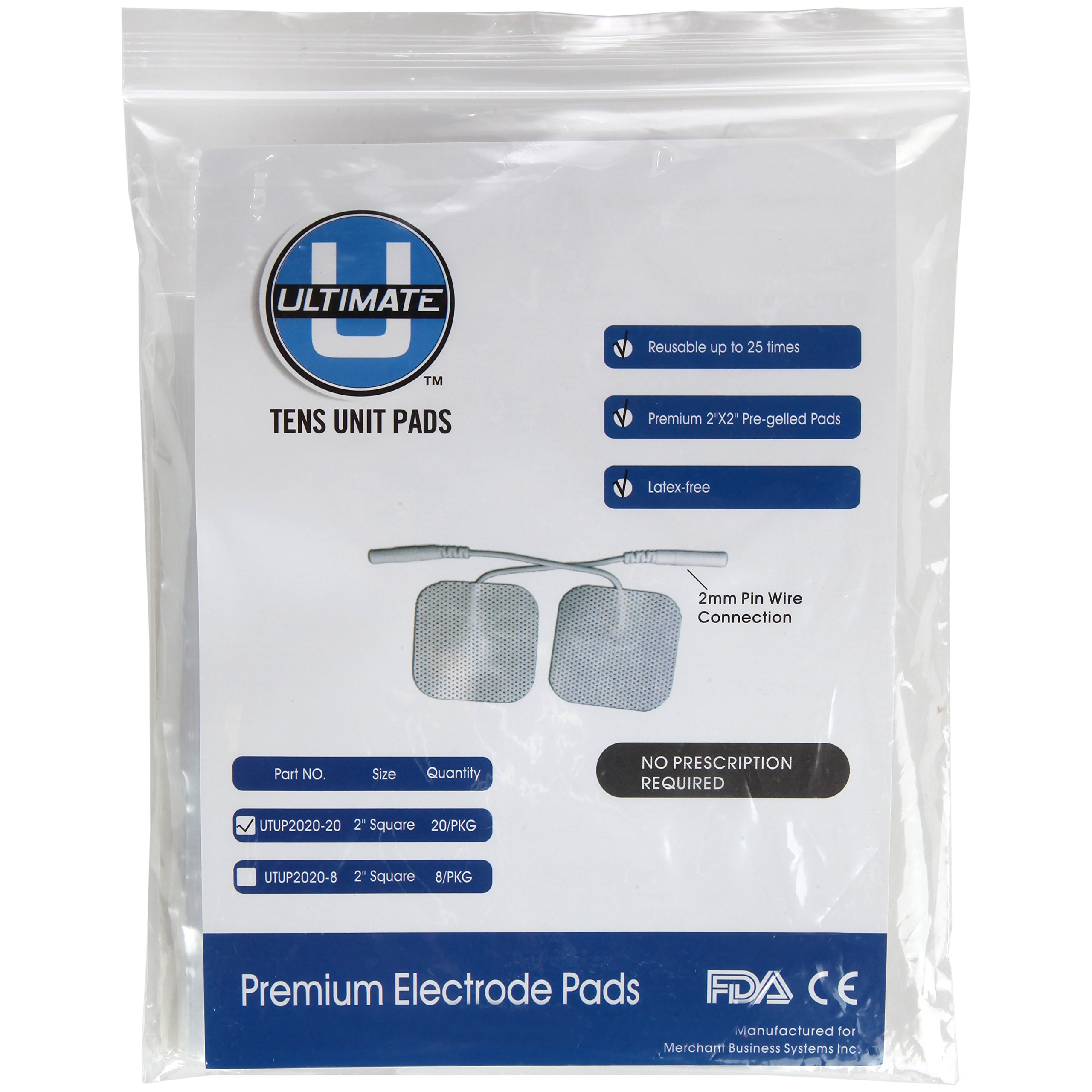 TENS unit Electrodes 2 X 2 Inch 20 pcs Premium TYCO Gel Electrode For