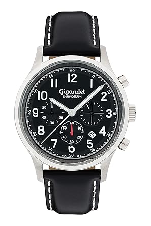 Gigandet Mens Quartz Watch Efficiency Chronograph Analogue Leather Strap Black G50-004
