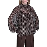 BCBG Womens Long Sleeeve Smocked Blouse