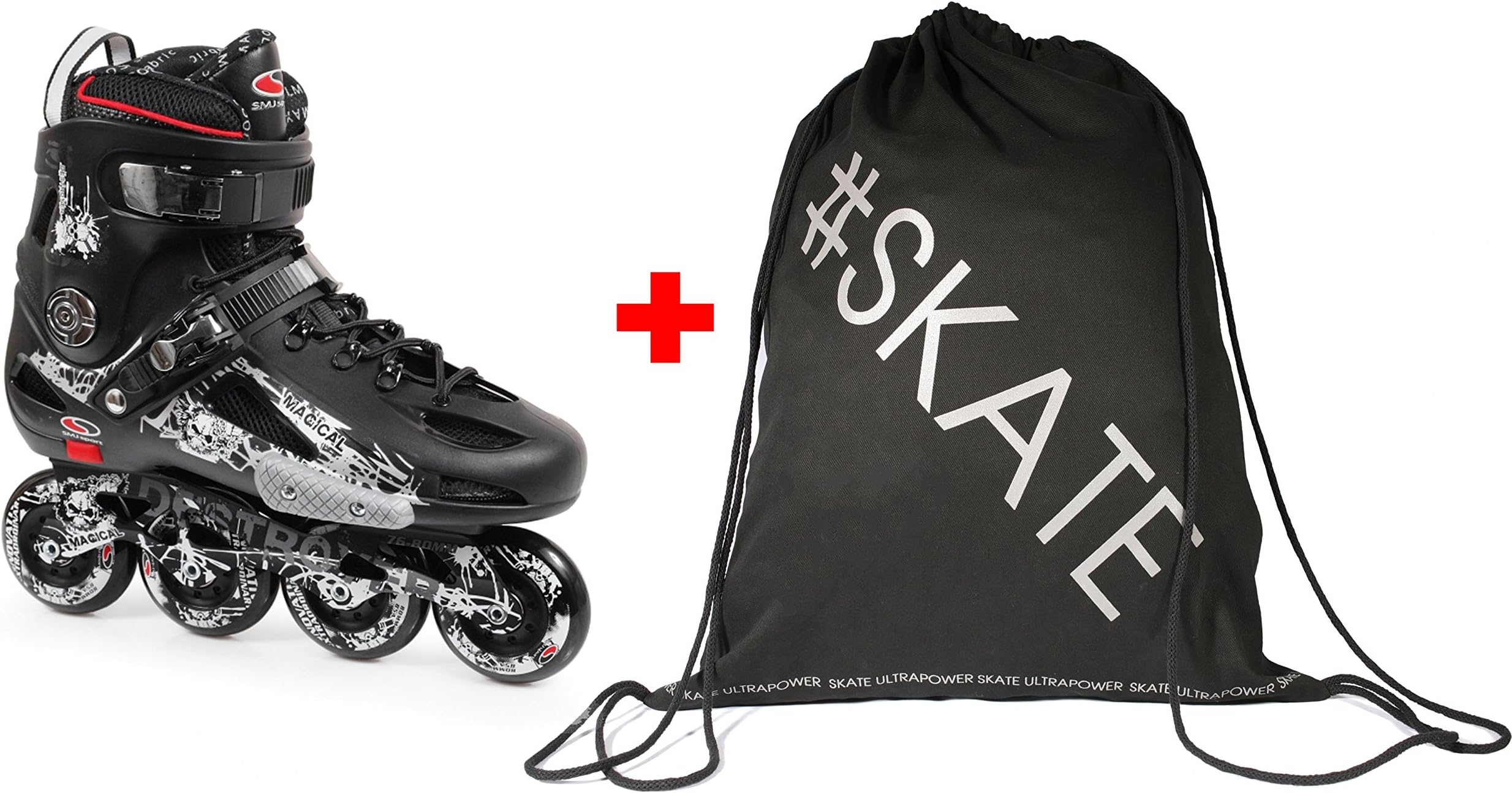 SET - SMJ® MZS507 Inline Skates + ULTRAPOWER® Drawstring Backpack | Women | Men | ABEC9 Carbon | Aluminum Rail | Aggressive Skating | Slider Rail on the Sides