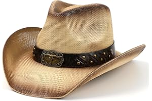 WOOH Straw Cowboy Hats for Women and Men,Western Brown Cowgirl Hat for Rodeo,Country Concert and Cowboy Outfits