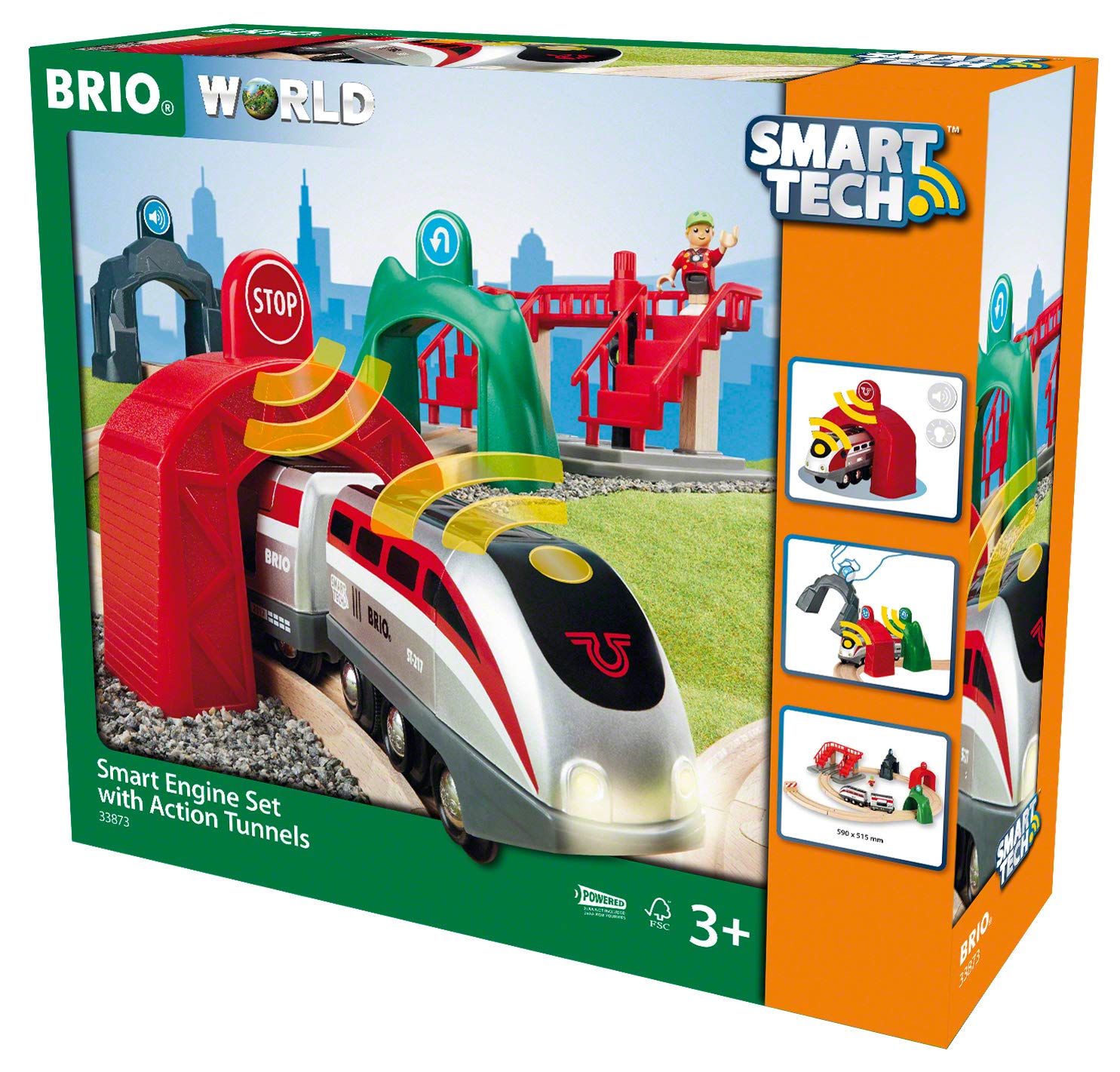 BRIO World 33873 Großes Smart Tech Reisezug Set Elektrischer Zug mit