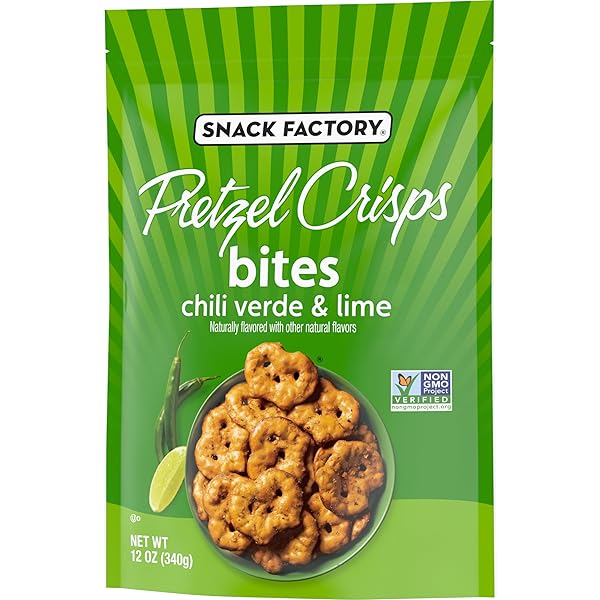SNACK FACTORY PRETZEL CRISPS BITES, CHILI VERDE & LIME PRETZELS, 12 OZ BAG