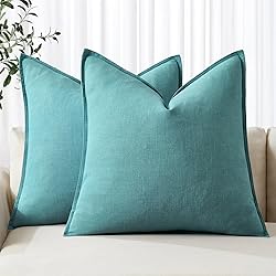 MIULEE Decorative Linen Euro Sham Pillow Covers