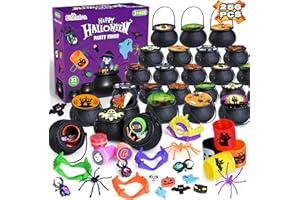 SHEMIRA 256 PCS Halloween Party Favors Bulk for Kids, 32 Pack Prefilled Witch Cauldrons with Halloween Toys, Halloween Goodie Bag Fillers, Halloween Party Supplies, Halloween Miniatures Novelty Toys