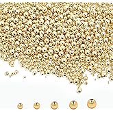 250pcs 18K Gold Filled Spacer Set, Round Seamless Smooth Brass Components, Durable Metal Spacers for DIY Necklace Bracelet Jewelry Making(Gold 2mm)