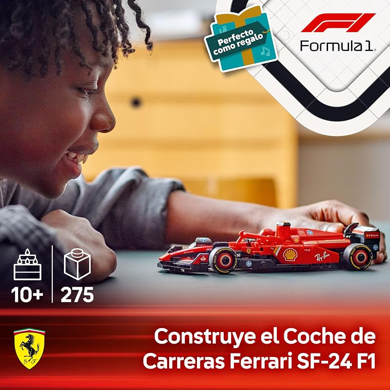 LEGO Speed Champions Ferrari SF-24 F1 Toy Racing Car, Modelo de Veículo de Fórmula 1 Vermelho e Minifigura do Piloto para Colecionar, Presente para Meninos e Meninas 10 Anos e Mais Velhos 77242