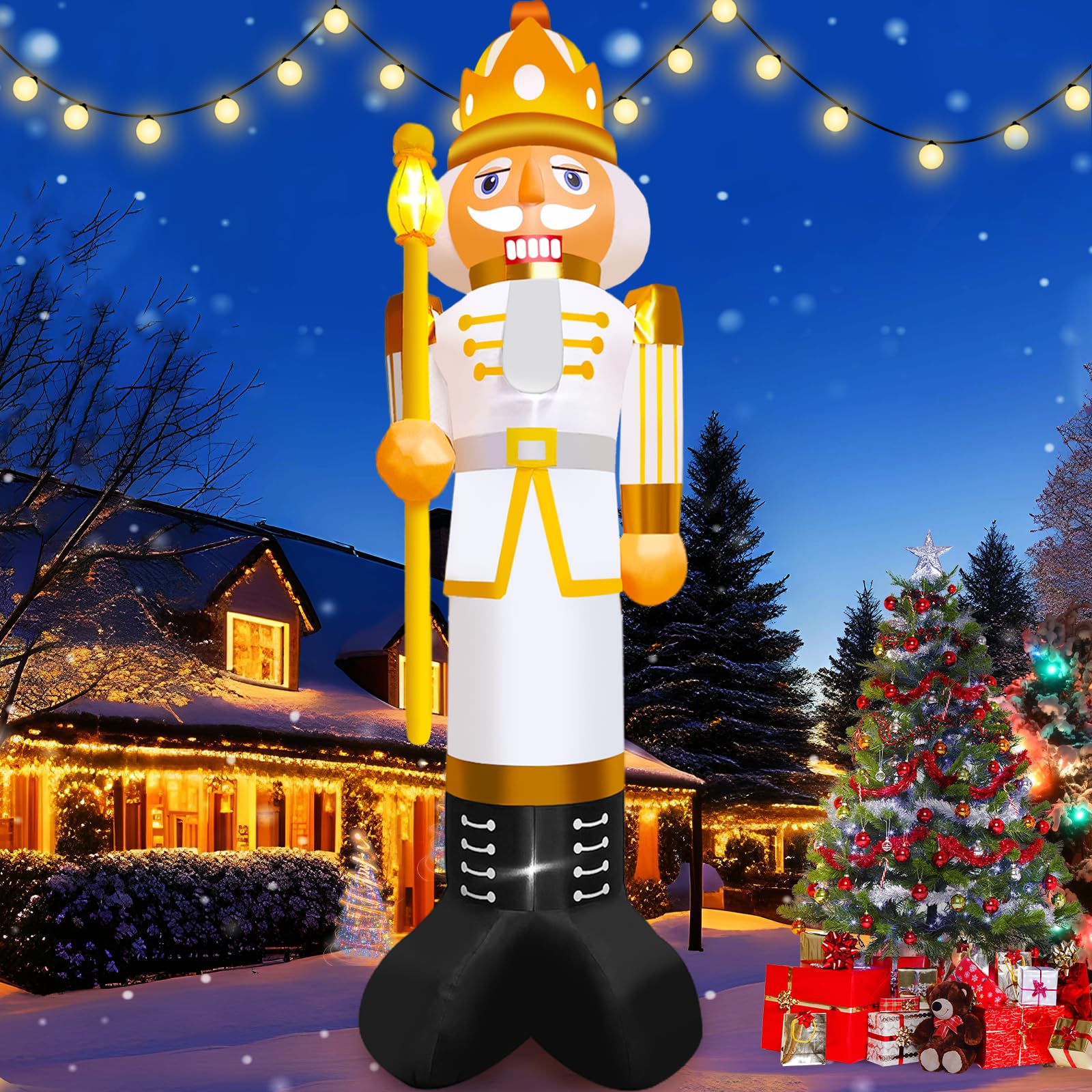 Photo 1 of 12FT Nutcracker Inflatable Christmas Decorations, Giant Nutcracker Blow Up Yard Decorations, Build in Led Lights, Merry Christmas Inflatable DéCor for Holiday Outdoor Yard Lawn Xmas Party