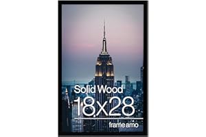 Frame Amo 18x28 Solid Wood Poster Frame, 1 inch Wide Border, Smooth Wrap Finish, Acrylic Face