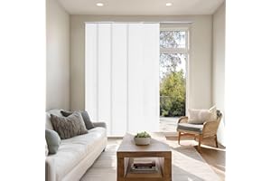 CHICOLOGY Embossed Textured Weave Fabric, Sliding Door Blinds, Room Divider,Vertical Blinds for Patio Doors, Sliding Glass Door Blinds, Porcelain (Light Filtering), W:46-86 x H: Up to-96 inches