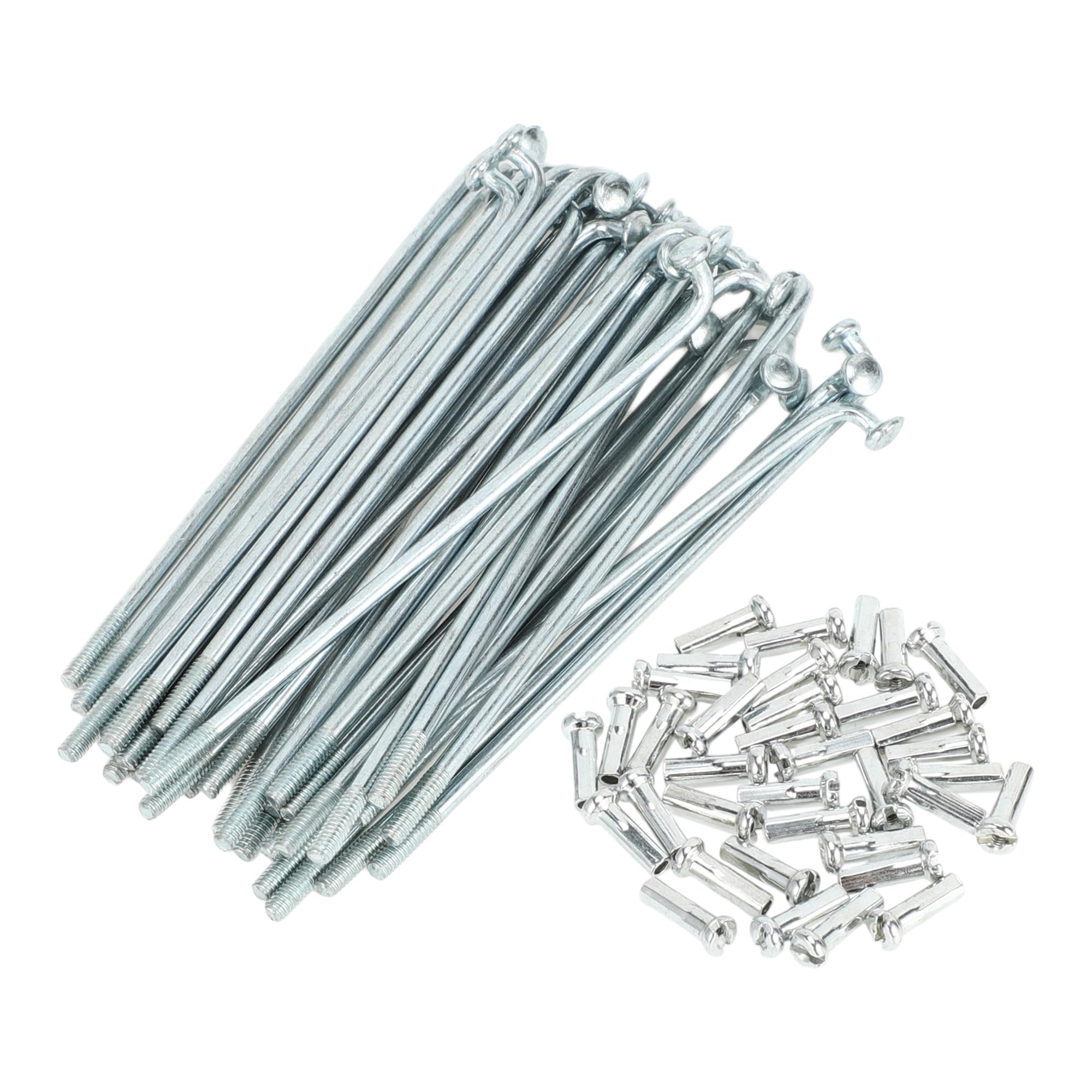 Photo 1 of TUCKBOLD Bicycle Spokes Bike Wheel Spokes Silver Tone Nipple 1 Set 14G 72mm Length Carbon Steel Galvanized