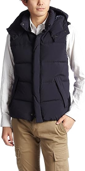 Amazon ナノ ユニバース Nano Universe 西川ダウン フード ベスト 38 ネイビー M ベスト 通販