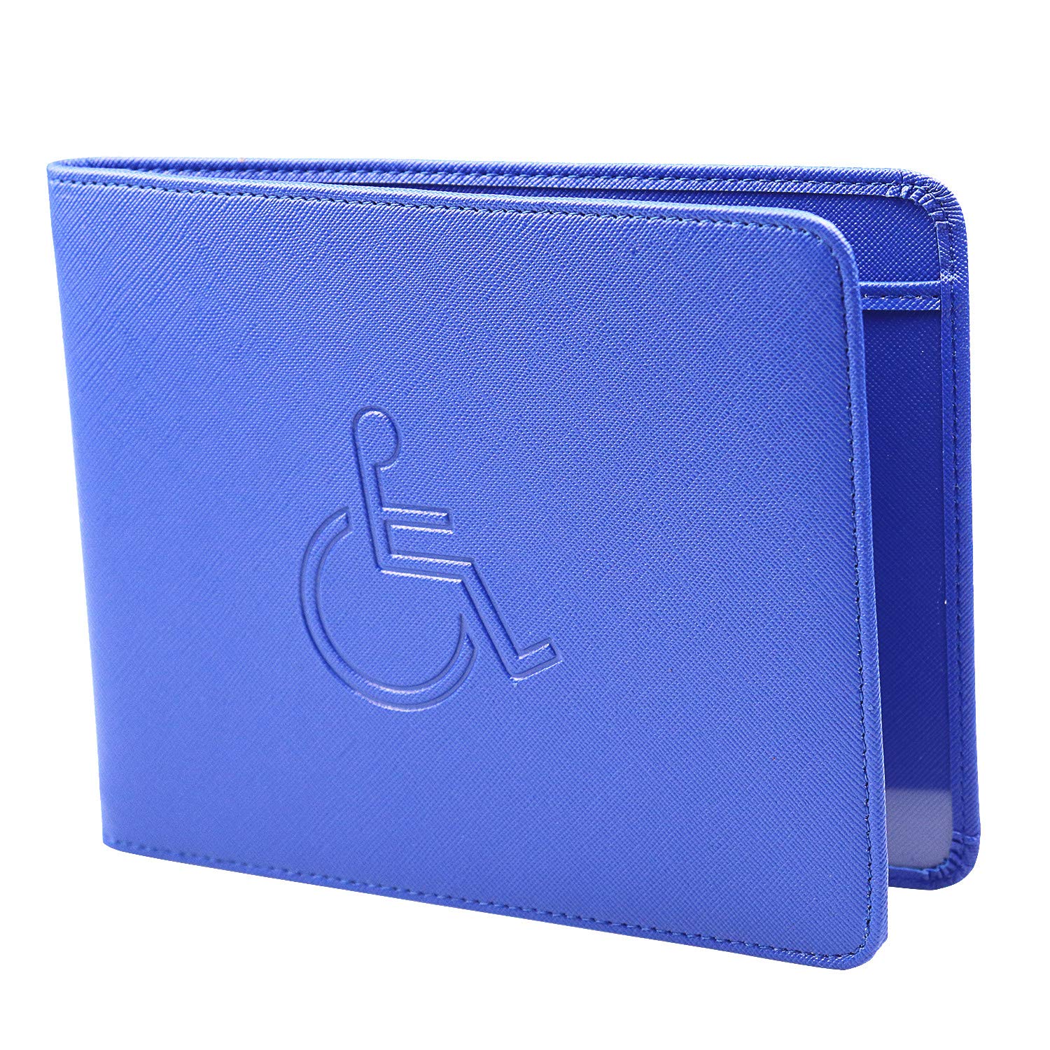 VANHVIS Disabled Badge and Timer Holder, PU Leather Blue Badge Wallet Protector Disabled Parking Permit Cover Hologram-Safe(Blue Holder)