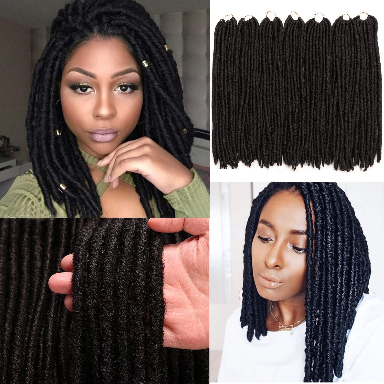 7 Packs Dreadlocs Faux Locs Hair Extensions Straight Goddess Locs Synthetic Crochet Hair Soft Crochet Braids