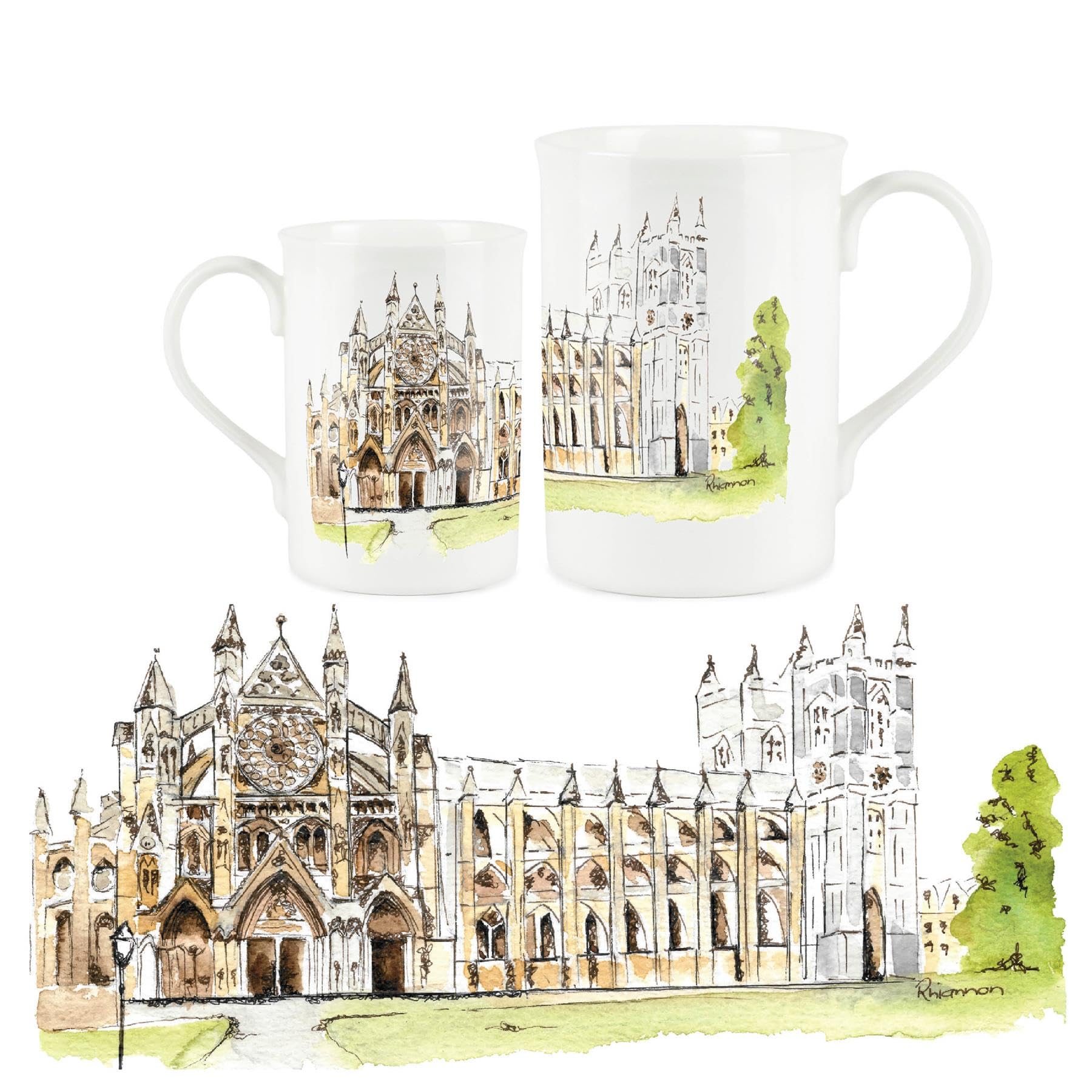 Purely Home British Landscapes Range - Westminster Abbey Design Mug by Rhiannon Chauncey - Fine Bone China Mug Coffee/Tea Gift