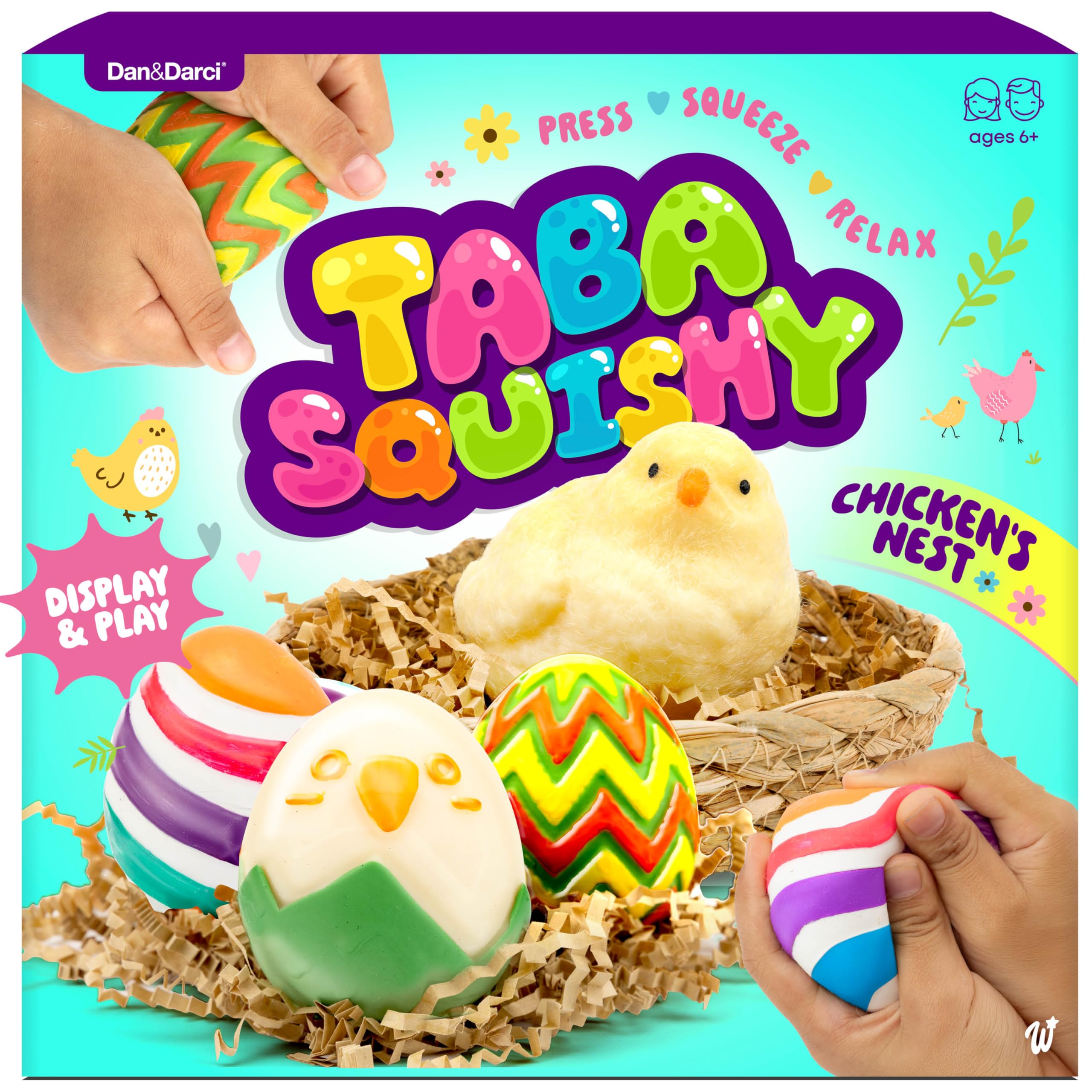 Easter Taba Squishy Chicken Nest Egg Kit - Easter Basket Stuffers for Kids, Teens - Basket Essentials for Boys & Girls Ages 7 8 9 10 11 12 - Taba Squishies Gift - Squeeze Toys - Squishys Fidget Toys