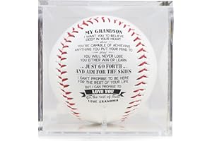 SYNGUCK Baseball Gift for Grandson-Clear Acrylic Display Case-Heartfelt Grandparents to Grandson Baseball with Inspirational Message - Perfect Birthday, Graduation Gift