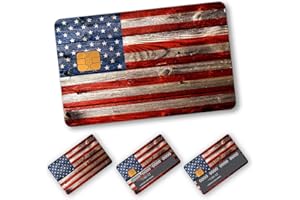 BSDUUIF Credit Card Skin, Debit Card Skin, Cute Small Chip Debit Cover Stickers, Scratchproof Transportation Card, 4PCS Slim Card Cover Retro Wood American Flag