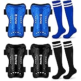 Hryrbay 2 Pairs Kids Soccer Shin Guards and Socks Set Toddler Shin Pads Protective Gear for Boys Girls Ages 3-15, Perfect for Play Training or Games Inspired by The World Cup