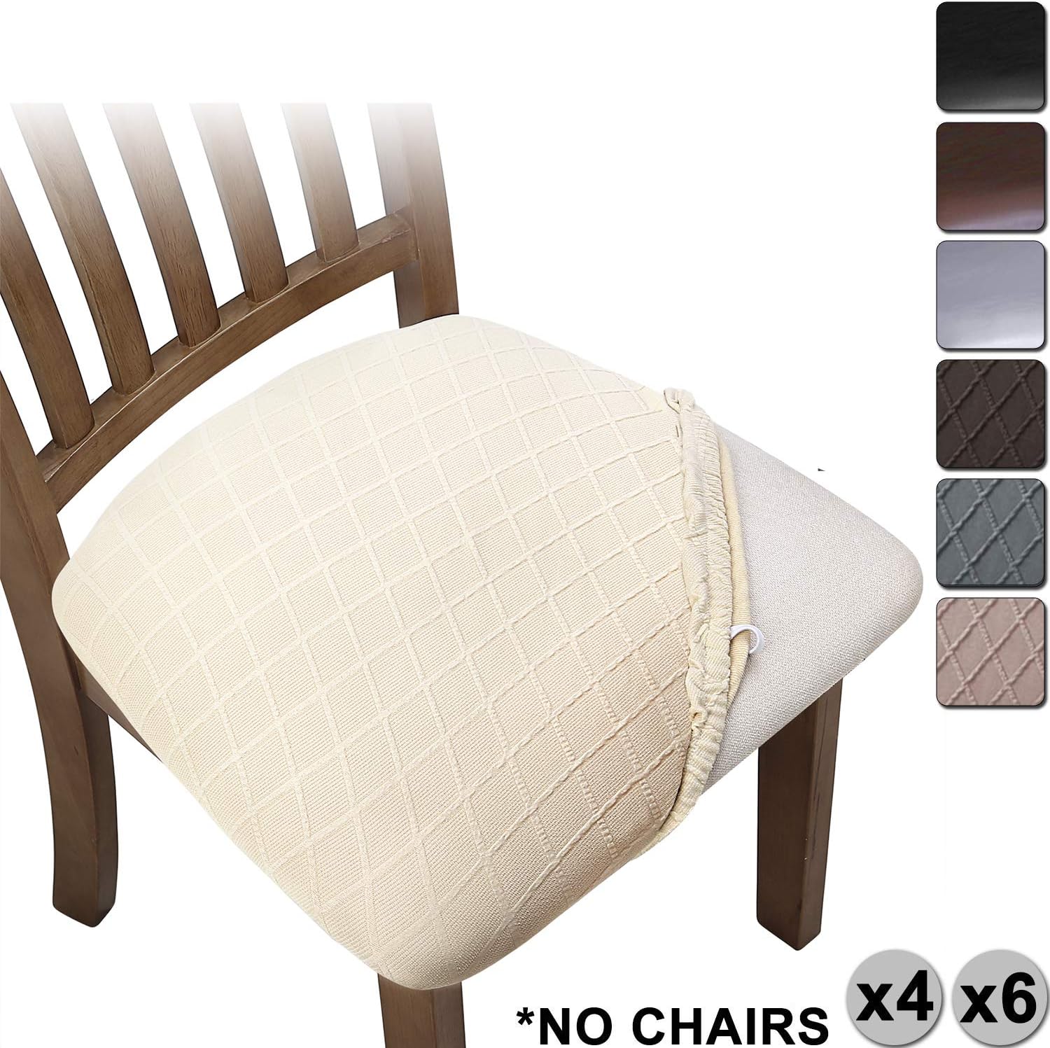 YISUN Jacquard Dining Chair Seat Covers, Stretch Spandex No Backrest