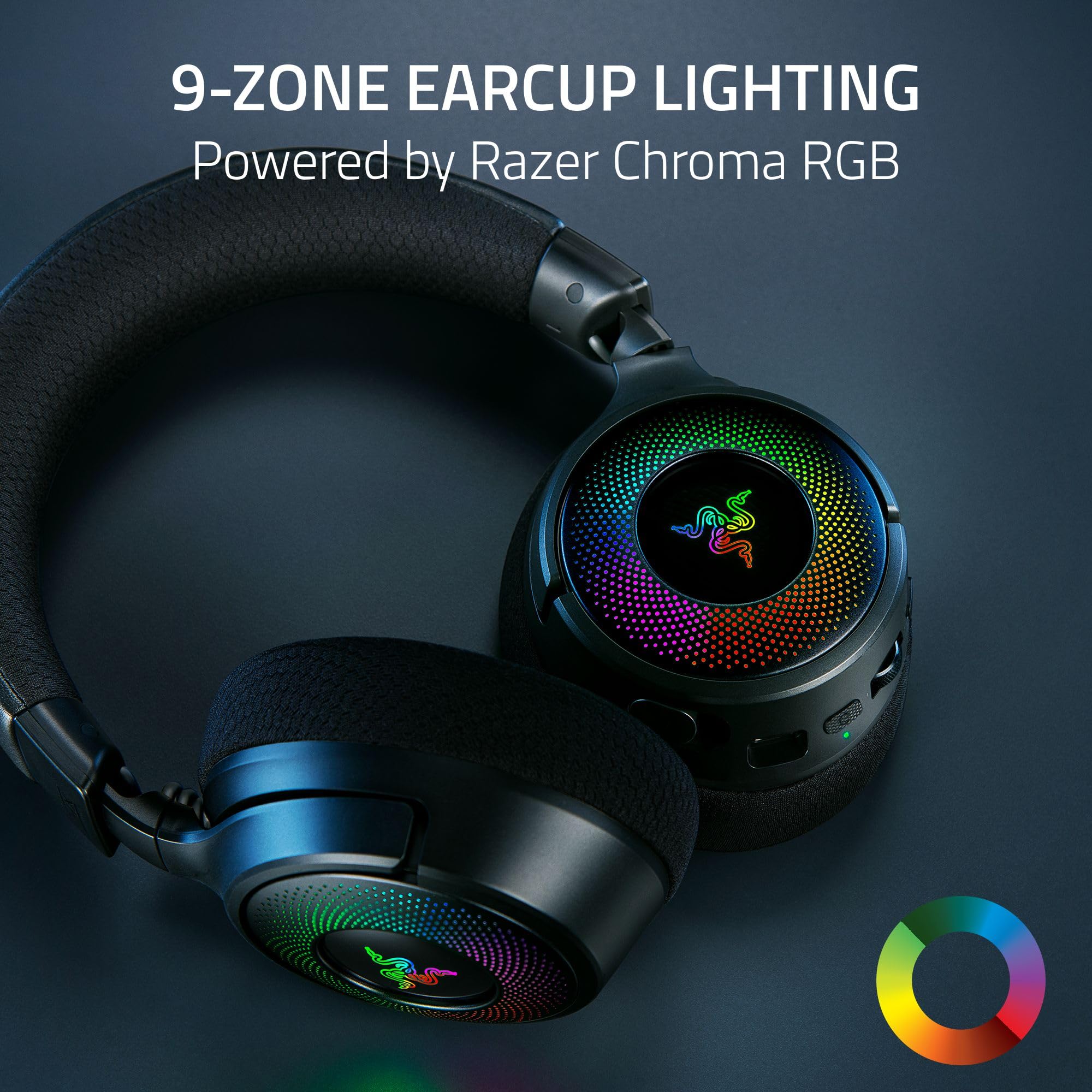 Razer Kraken V4 Wireless Gaming Headset: 2.4GHz, Bluetooth, USB - Super Wideband Mic - 40 mm Drivers - 9 Zone RGB Lighting - for PC, Mac, PS5, Nintendo Switch 2, Steam Deck, Smartphone - Black