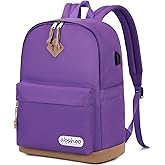 abshoo Basic School Backpack For College Middle High School Water Resistant Bookbag Travel Daypack (Purple)