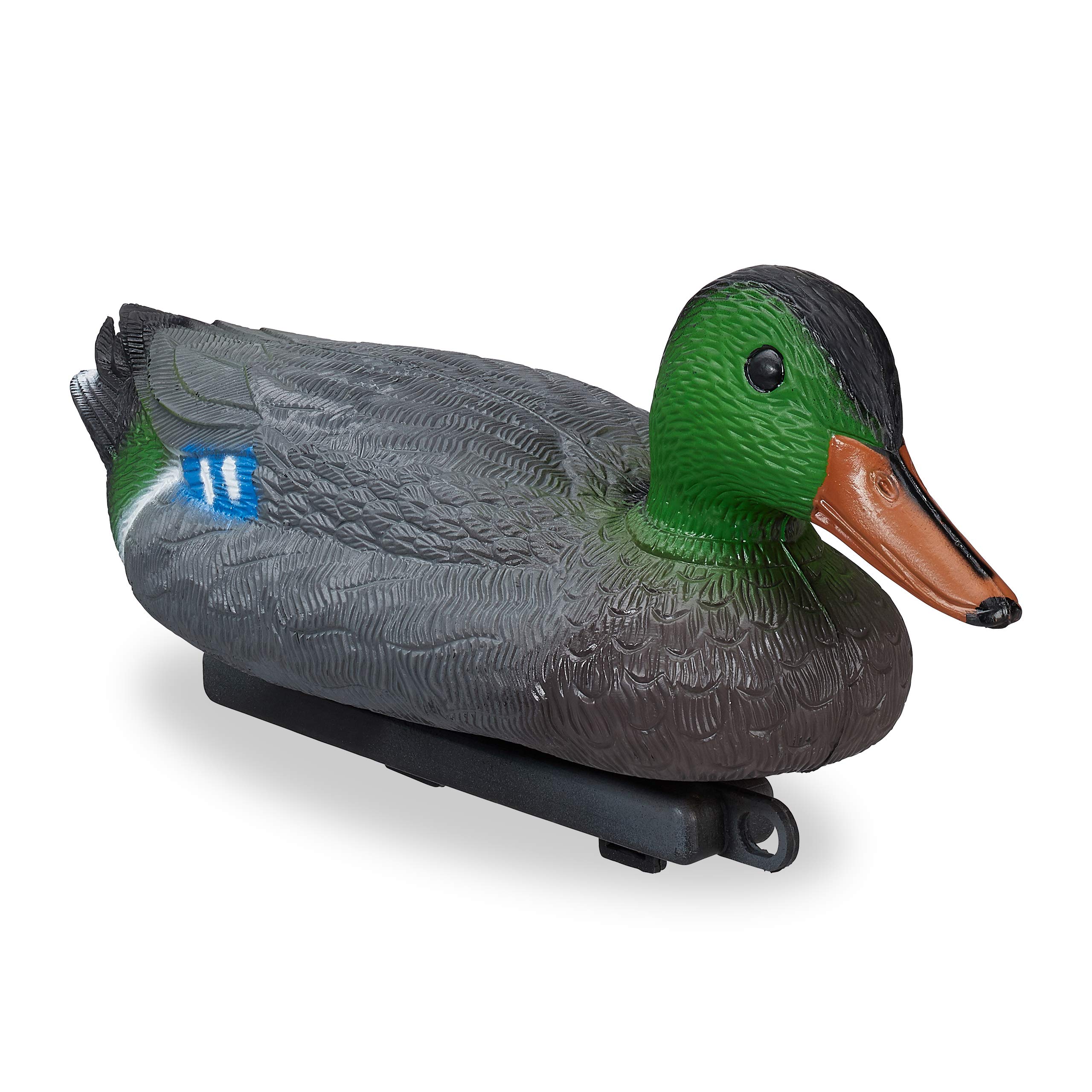 Relaxdays Pond Duck, Swimming Drake, Decoy Duck, Plastic & weatherproof, Water Feature Decoration, Garden, Multi-Colour