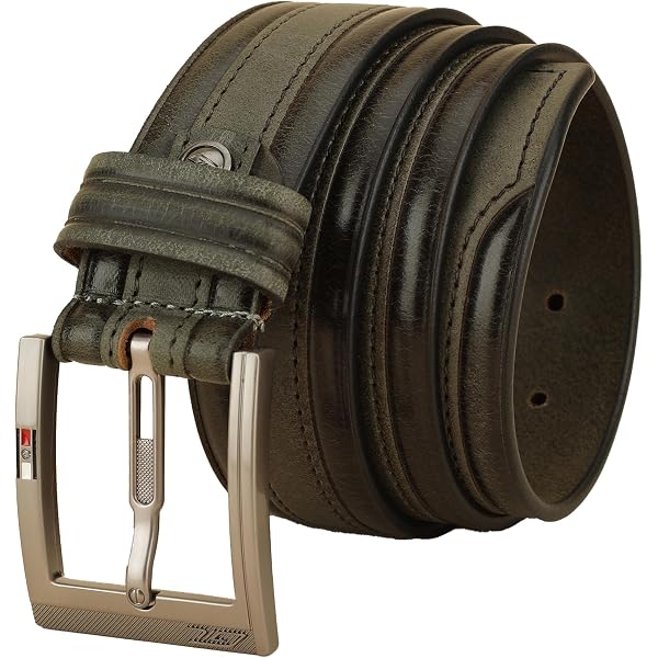 Marino's Men Genuine Leather Dress Belt with Single Prong Buckle - Charcoal 