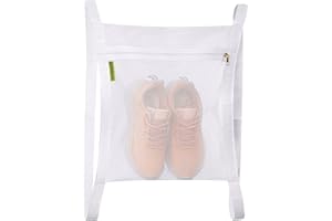 GOCOHHI Sneaker Wash & Dry Net Bag for Dryer,15.7x13.8 Inch Large HoneyComber Mesh Bags with Zipper and Strap for Shoes, Clothing, Laundry Reused Bag Tool (Large) (white)
