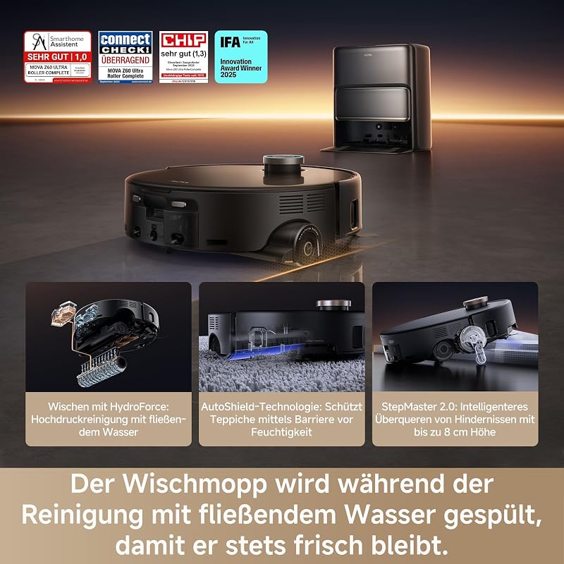 Z60 Ultra Roller Complete, HydroForce-Wischen, AutoShield-Tech Schwarz