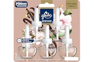 Glade Delicate Vanilla Embrace PlugIns Air Freshener Oil Refill, Scented and Essential Oils for Home and Bathroom, 5 Refills 