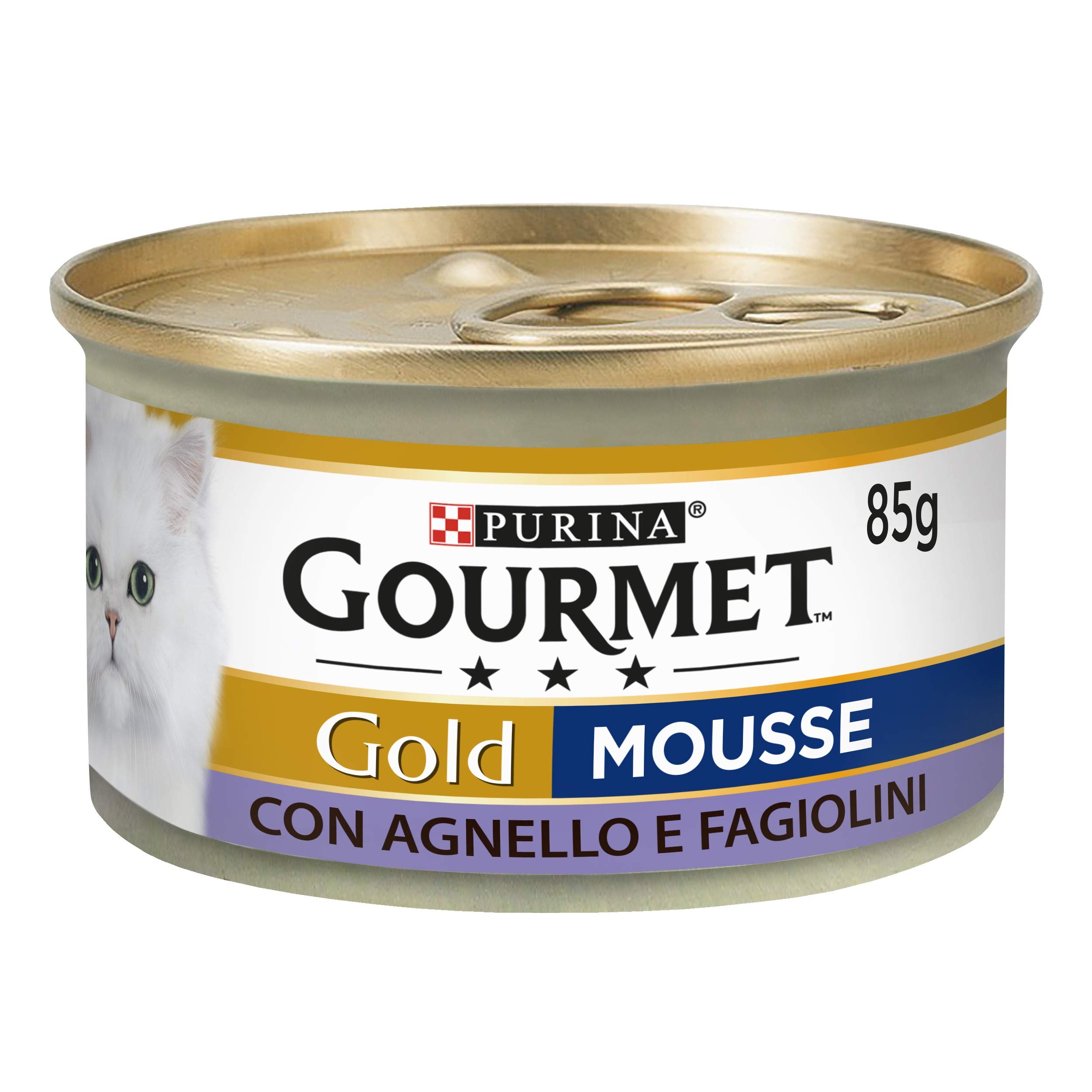 GOURMET Gold Wet Food for Adult Cats Mousse with Lamb and Green Beans, 24 Cans of 85 g