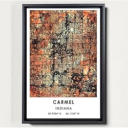 Carmel Map Poster, Indiana Map Art Poster, Map