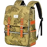 Ronyes Vintage Backpack for Women Men, Laptop Backpack 15.6 inch Bookbag Casual Daypack for College Work, Gold with Pineapple Pattern