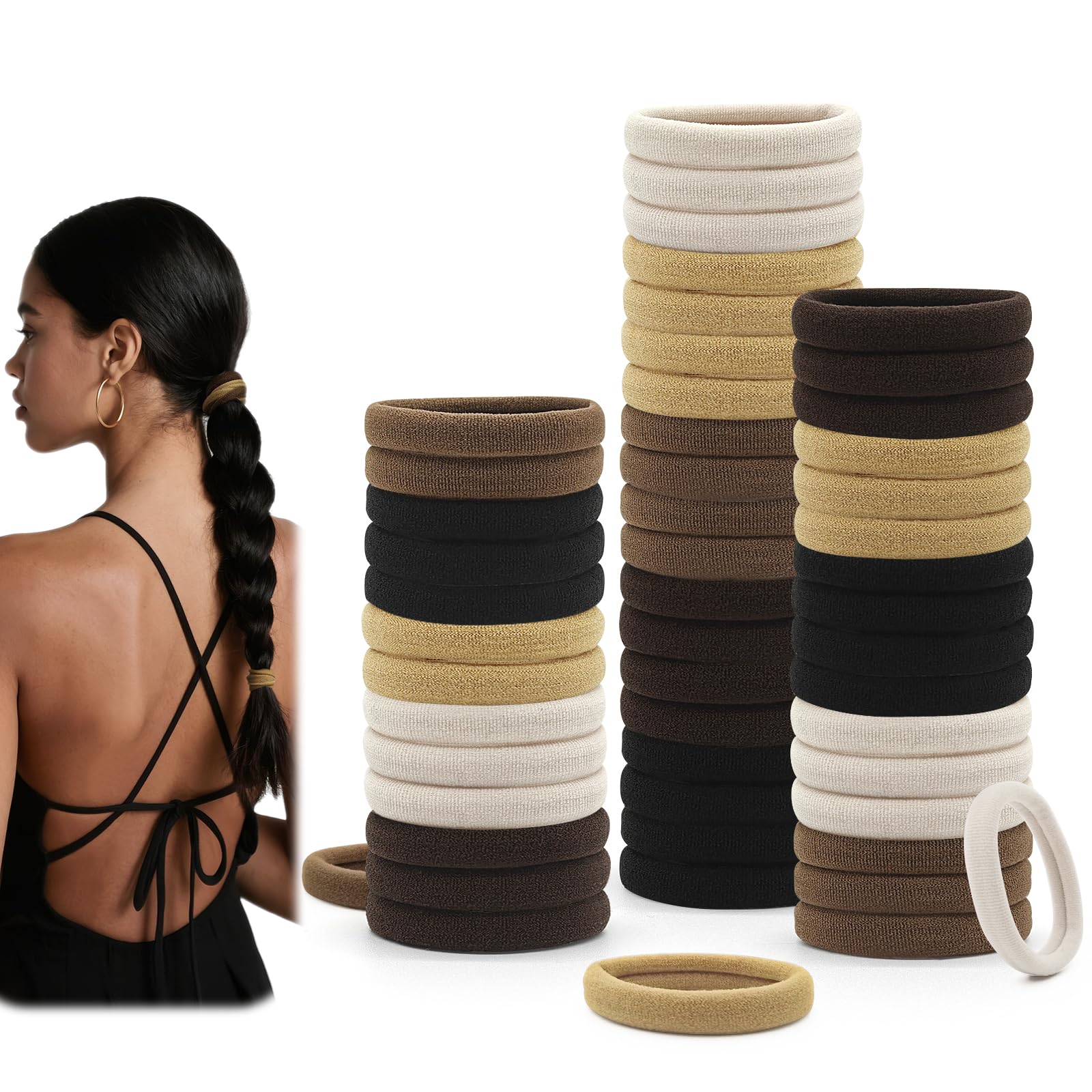 Dreamlover Hair Ties No Damage, Bobbles for Thick Hair, Blonde Hair Bands, 50 Pieces