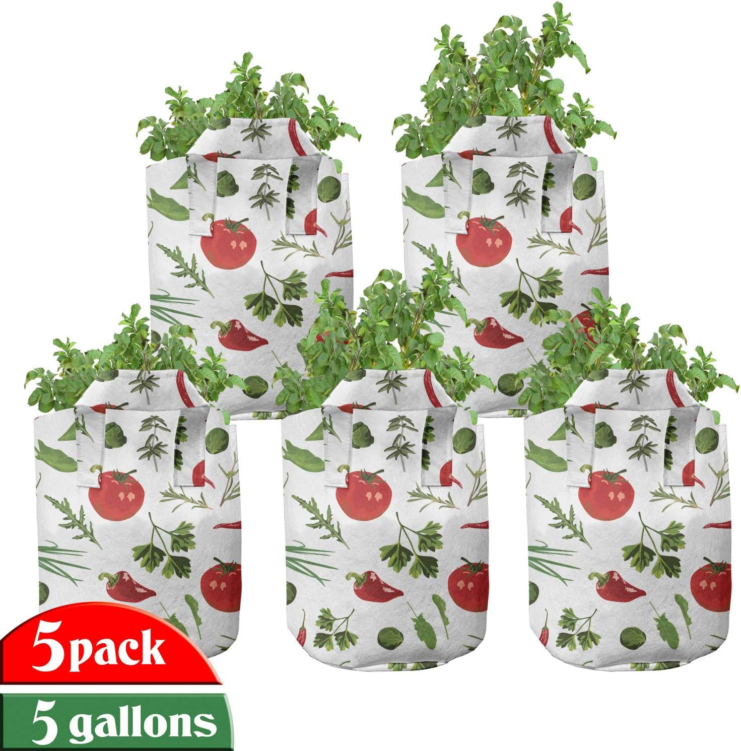 Lunarable Vegetables Grow Bags 5Pack, Tomatoes Dill with