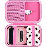 khanka Hard Case with Phomemo m221/M220/M110/m110s Label Maker - Portable Bluetooth Label Maker Carrying Storage Bag for Printer Labels, USB Cable and Accessories (Case Only) (Pink)