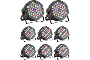 JAJALUYA LED Par Lights 36 LED Stage Lights 7 Modes RGB DJ Lights with Sound Activated Remote and DMX Control DJ Uplighting for Birthday Party Events Wedding Christmas Stage Lighting (8 Packs)